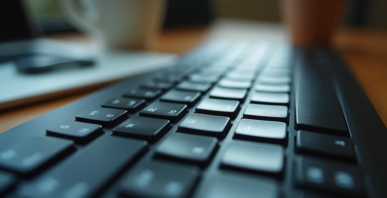 Makroaufnahme eines Arbeitsplatzes zeigt Details der Dienstleistungsarbeit