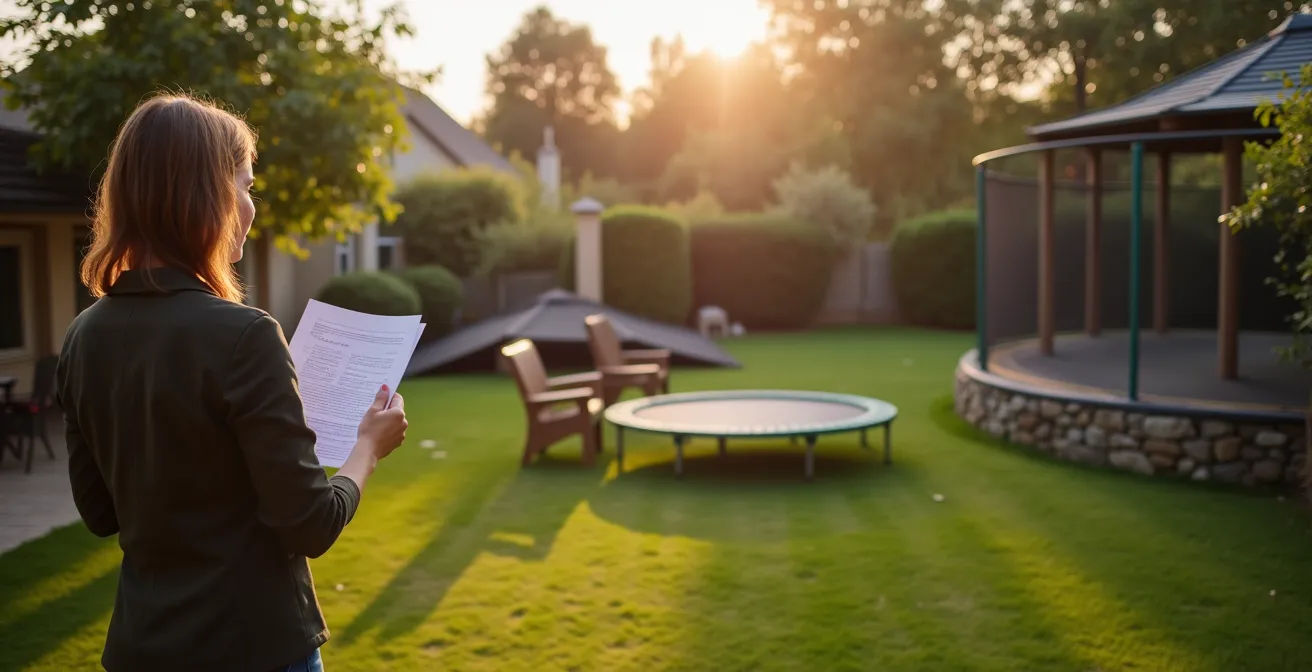 Garten mit verschiedenen Objekten zur Veranschaulichung der Versicherungskategorien