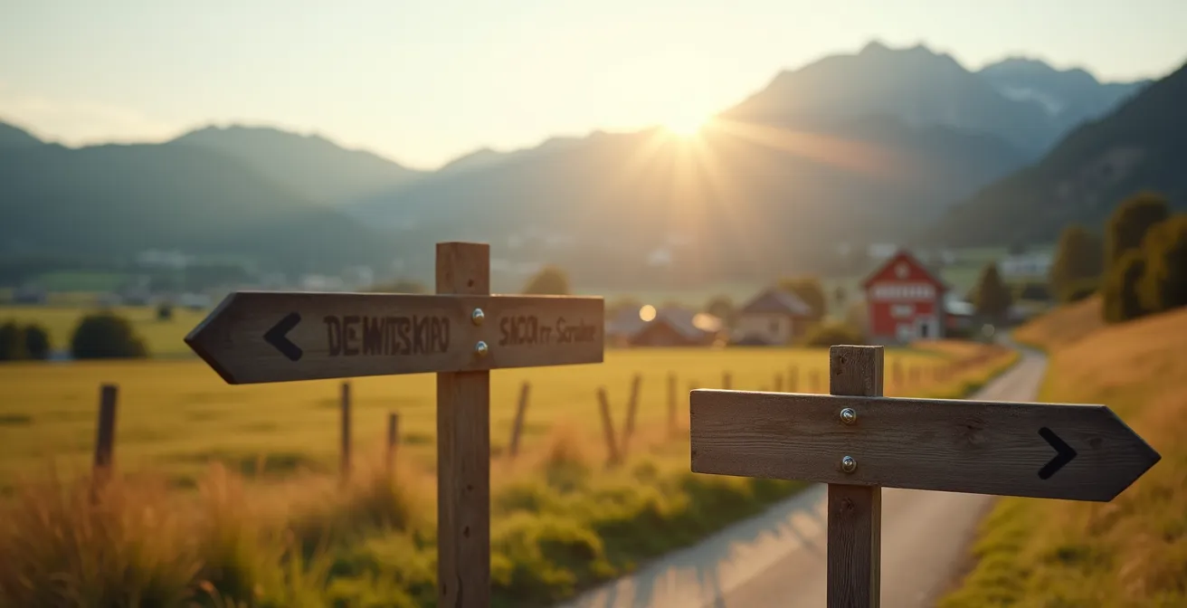 Grenznähe zwischen Schweiz und Deutschland mit symbolischen Zahnarztschildern