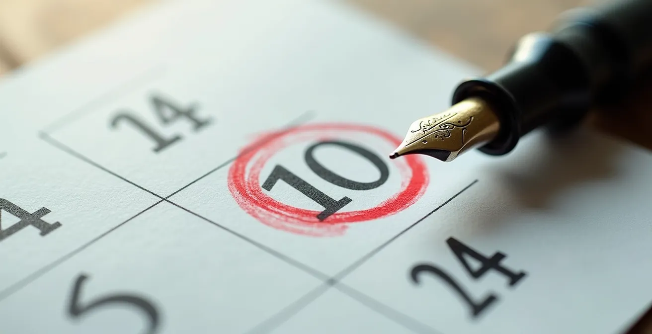 Kalenderblatt zeigt wichtige Jahresend-Deadline für Vorsorgeeinzahlungen