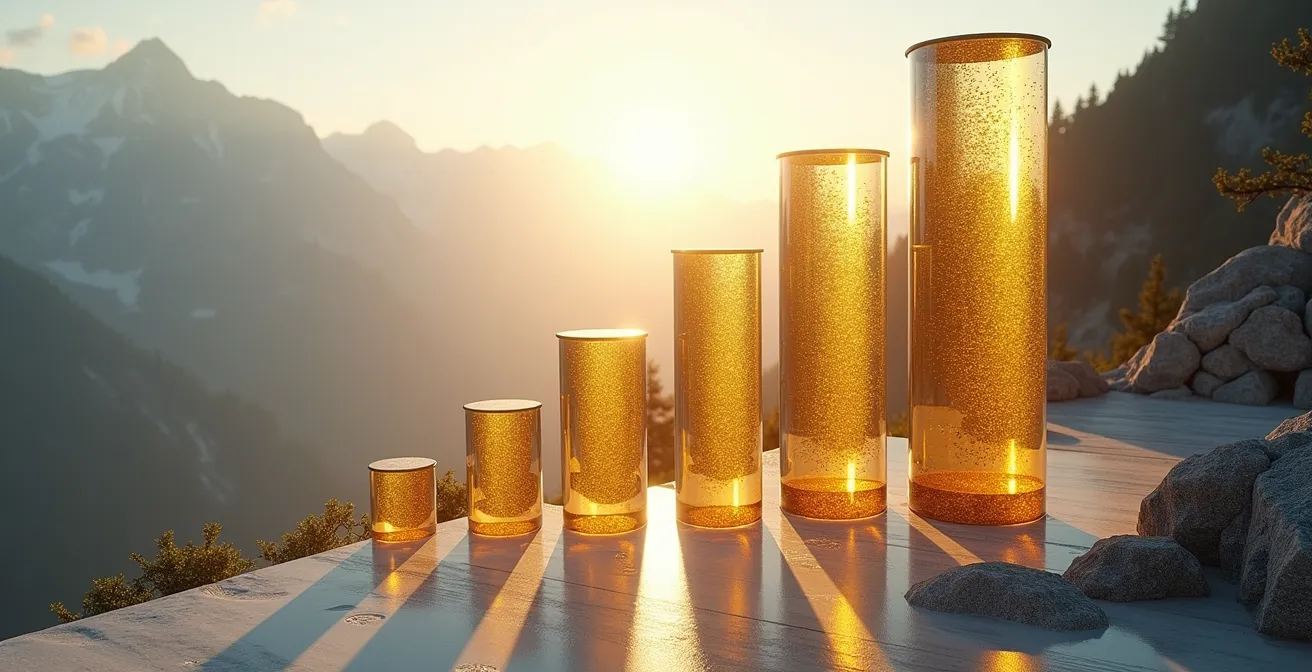 Visualisierung der explodierenden Kosten bei einem Invaliditätsfall in der Schweiz durch ansteigende Säulen.