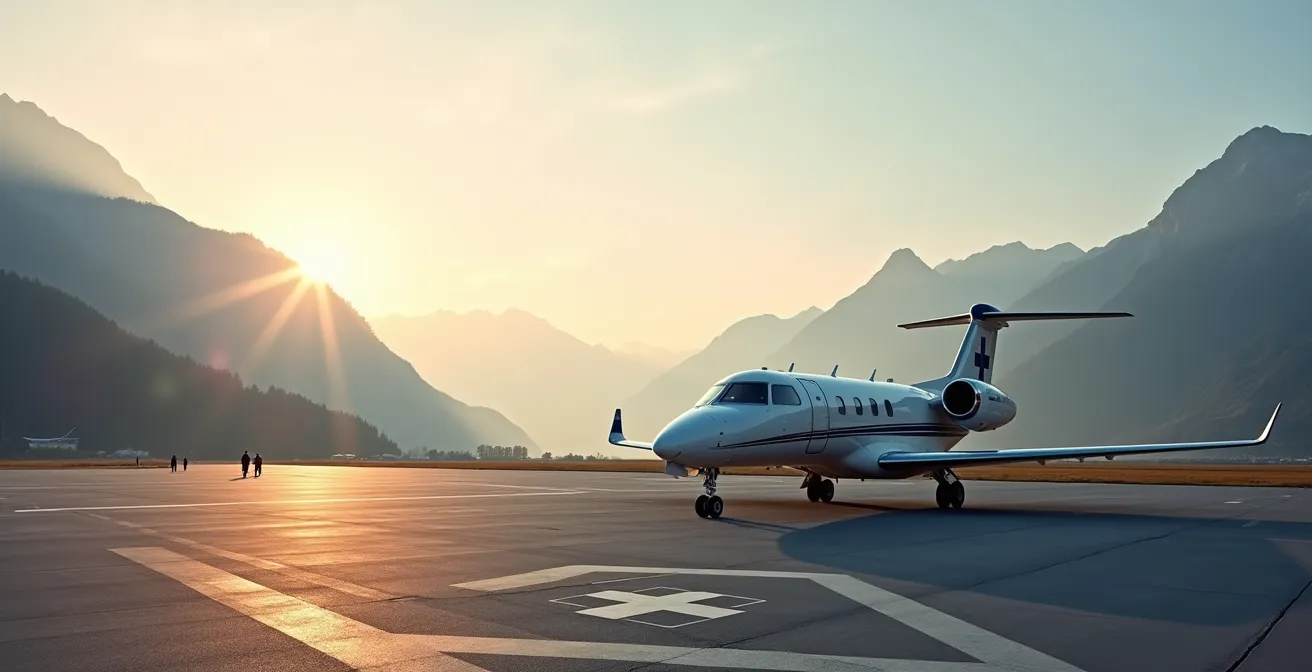 Ambulanzjet für medizinische Rückführung in die Schweiz