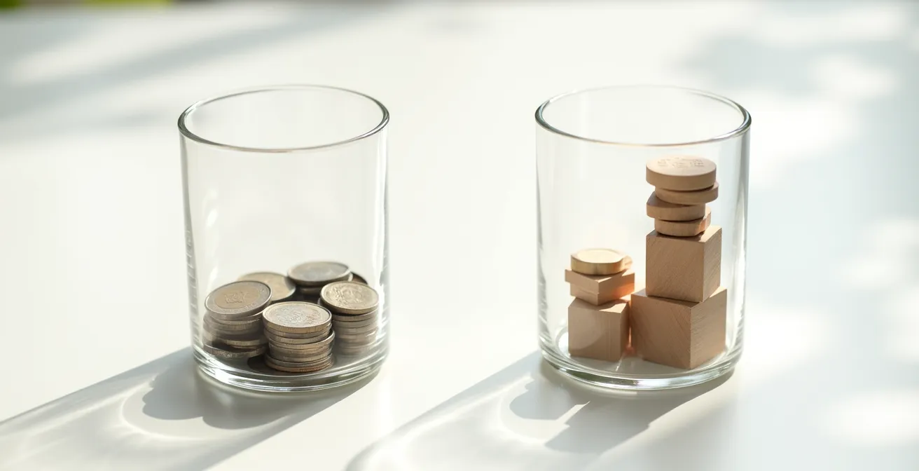 Vergleich der Kaufkraftentwicklung zwischen Zinskonto und Vorsorgefonds